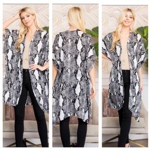 Bohemian Swim Coverup Kimono Robe Arms Snakeskin Animal Print O/S S-3XL
